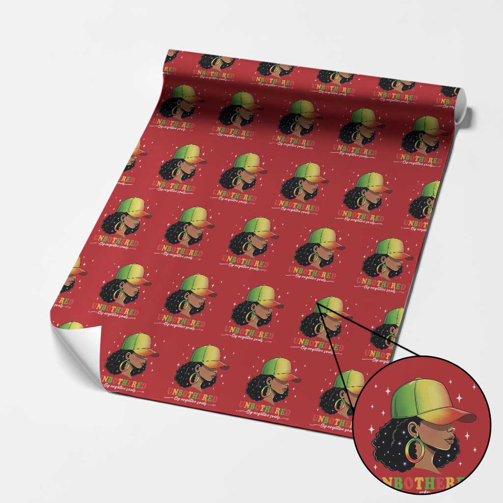 Afro African American Wrapping Paper Roll Unbothered By Negative Souls Black Sassy Queen