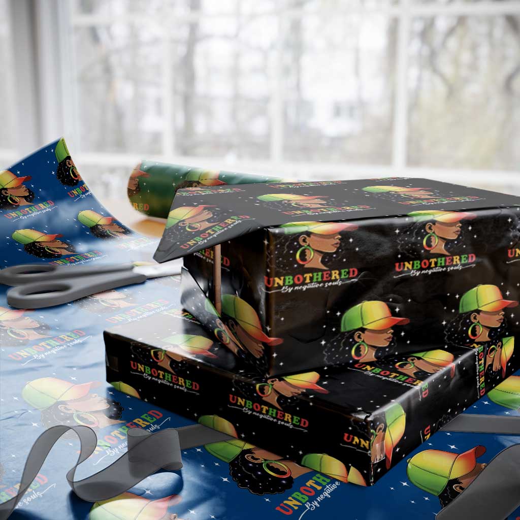 Afro African American Wrapping Paper Roll Unbothered By Negative Souls Black Sassy Queen