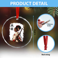 Afro African Pride Samurai Black Girl Crystal Glass Ornament Vintage Japanese Sumie Katana Graphic