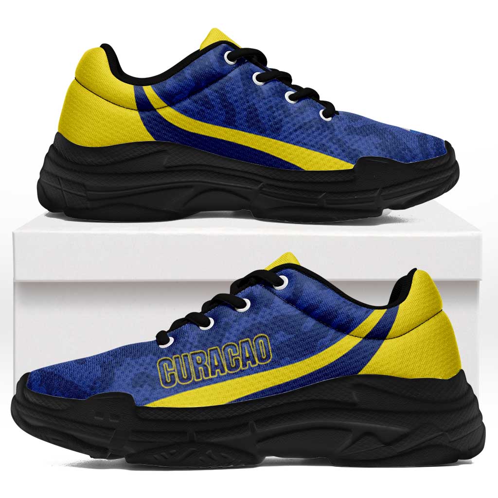 Afro Curacao 2026 Football Chunky Sneakers Go Blue Wave Grunge Curve Stylized - Wonder Print Shop