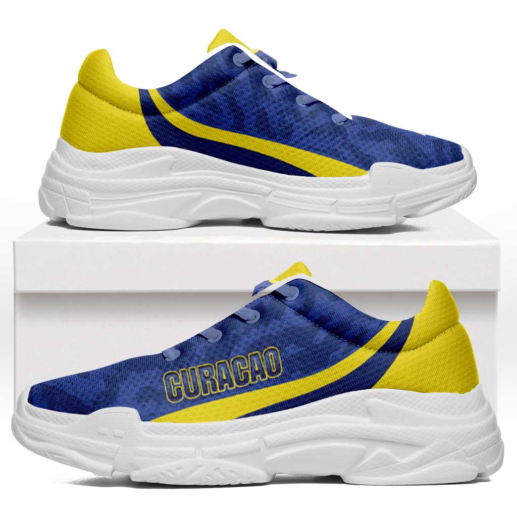 Afro Curacao 2026 Football Chunky Sneakers Go Blue Wave Grunge Curve Stylized - Wonder Print Shop