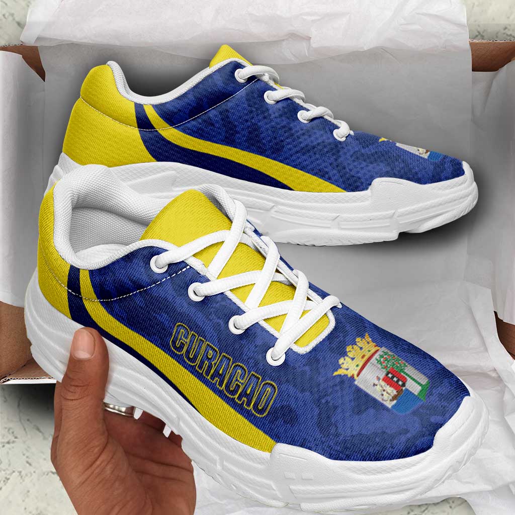 Afro Curacao 2026 Football Chunky Sneakers Go Blue Wave Grunge Curve Stylized - Wonder Print Shop
