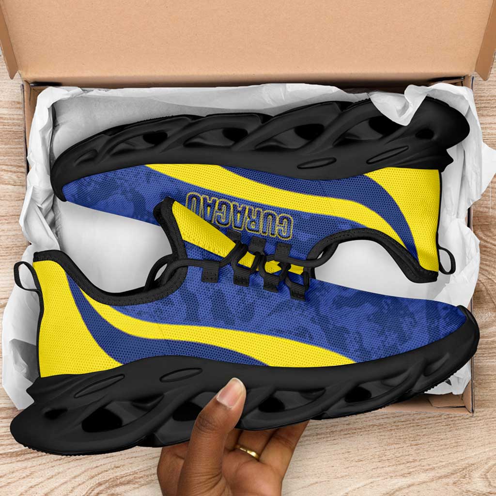 Afro Curacao 2026 Football Clunky Sneakers Go Blue Wave Grunge Curve Stylized - Wonder Print Shop