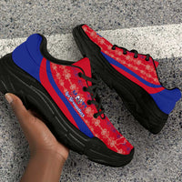 Afro Haiti 2026 Football Chunky Sneakers Les Grenadiers Veve Vodou Red Curve Stylized - Wonder Print Shop