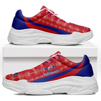 Afro Haiti 2026 Football Chunky Sneakers Les Grenadiers Veve Vodou Red Curve Stylized - Wonder Print Shop