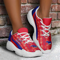 Afro Haiti 2026 Football Chunky Sneakers Les Grenadiers Veve Vodou Red Curve Stylized - Wonder Print Shop