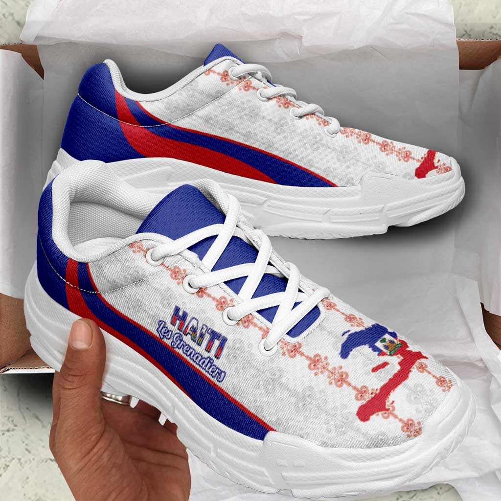 Afro Haiti 2026 Football Chunky Sneakers Les Grenadiers Veve Vodou White Curve Stylized - Wonder Print Shop