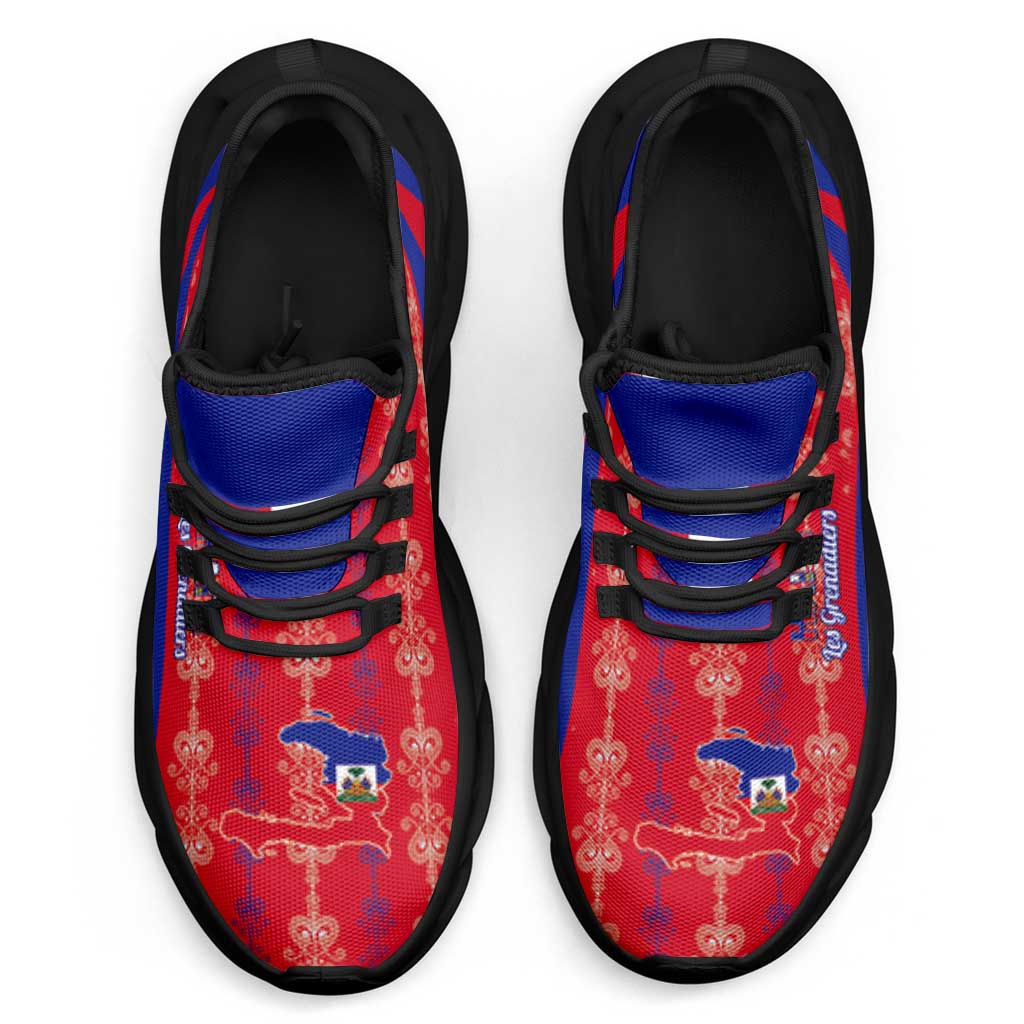Afro Haiti 2026 Football Clunky Sneakers Les Grenadiers Veve Vodou Red Curve Stylized - Wonder Print Shop