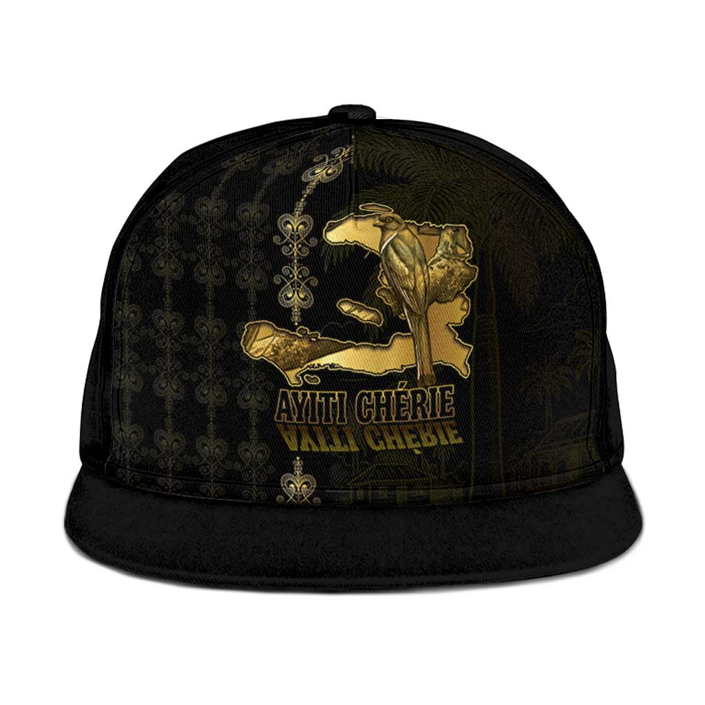 Afro-Haitians Ayiti Cherie Snapback Cap Haiti Map Kanson Wouj Veve Vodou