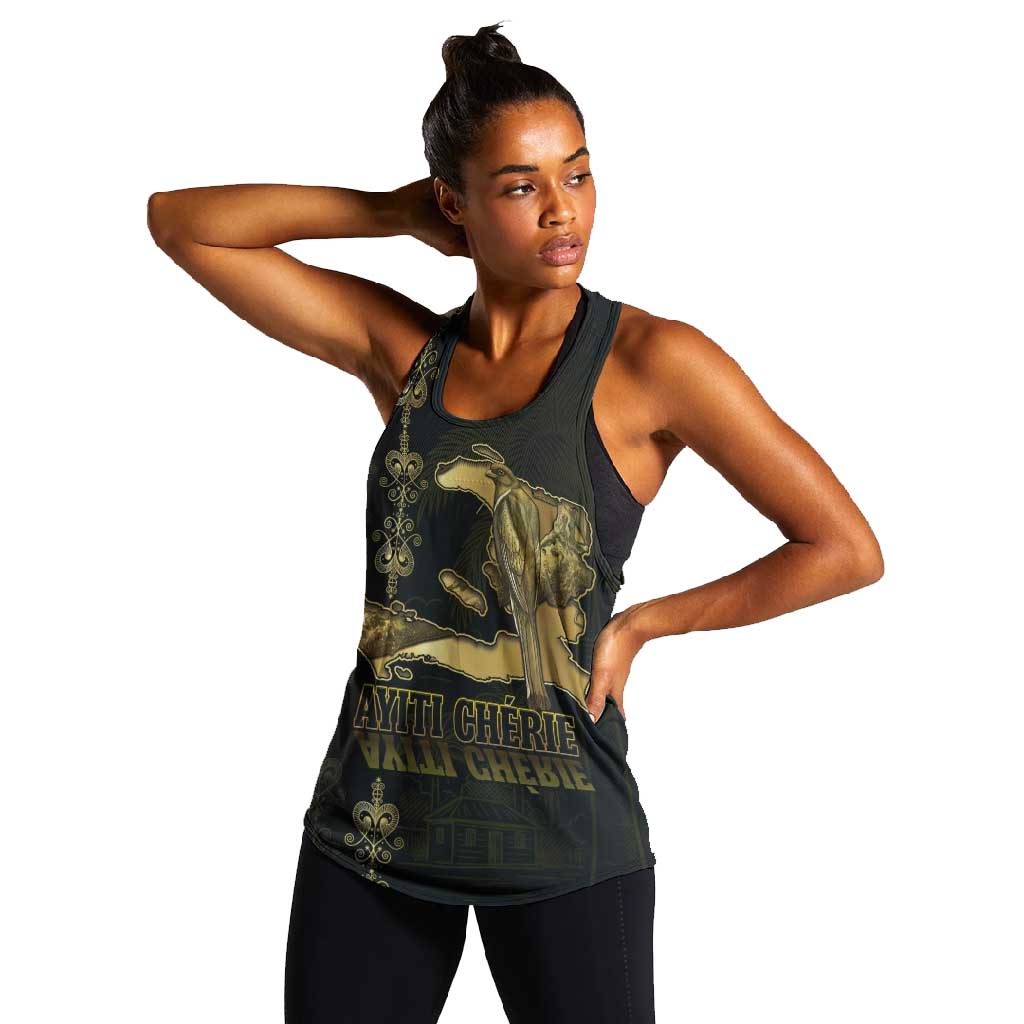 Afro-Haitians Ayiti Cherie Women Racerback Tank Haiti Map Kanson Wouj Veve Vodou