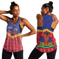 Afro-Haitians Women Racerback Tank Proud Ayiti Veve Vodou Royal Palm Leaves - Wonder Print Shop