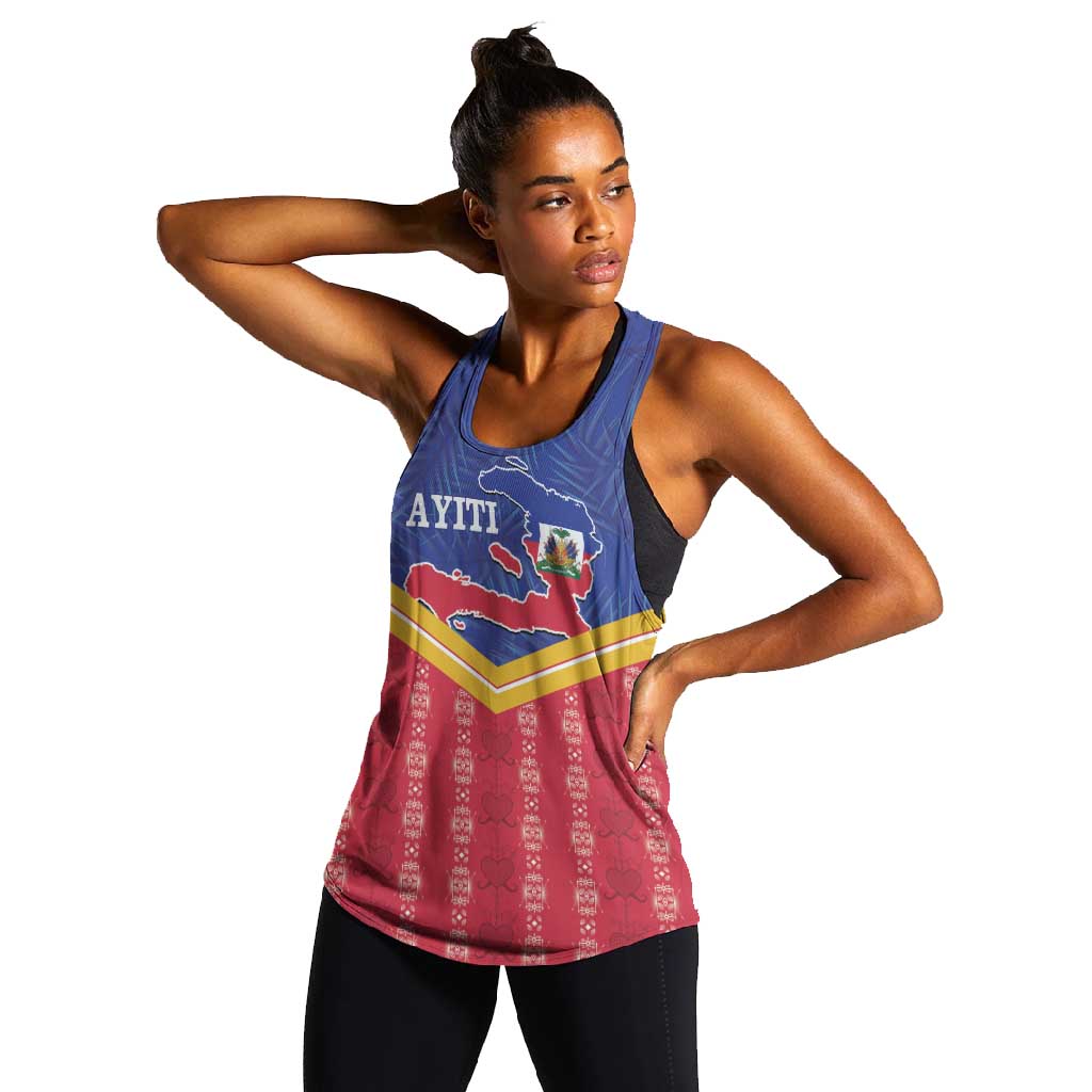 Afro-Haitians Women Racerback Tank Proud Ayiti Veve Vodou Royal Palm Leaves - Wonder Print Shop