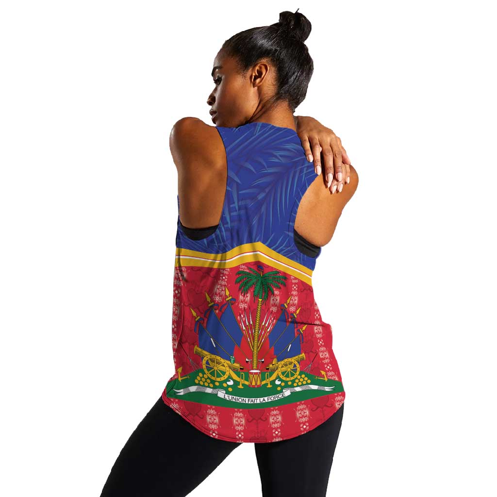 Afro-Haitians Women Racerback Tank Proud Ayiti Veve Vodou Royal Palm Leaves - Wonder Print Shop