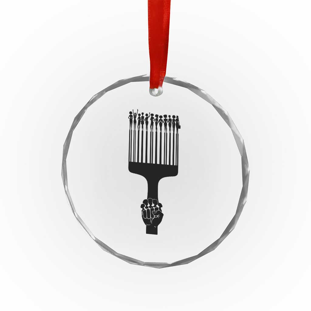 Afro Pick Comb Strong Black Power Fist Crystal Glass Ornament
