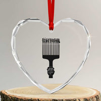 Afro Pick Comb Strong Black Power Fist Heart Crystal Glass Ornament