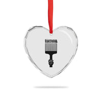 Afro Pick Comb Strong Black Power Fist Heart Crystal Glass Ornament