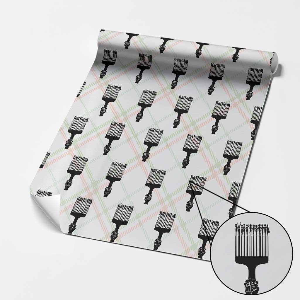 Afro Pick Comb Strong Black Power Fist Wrapping Paper Roll