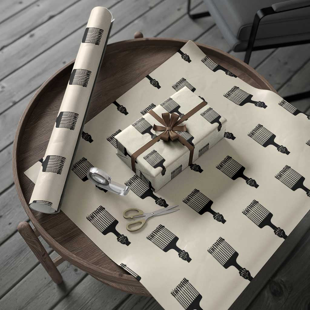 Afro Pick Comb Strong Black Power Fist Wrapping Paper Roll