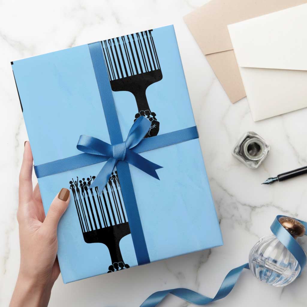 Afro Pick Comb Strong Black Power Fist Wrapping Paper Roll