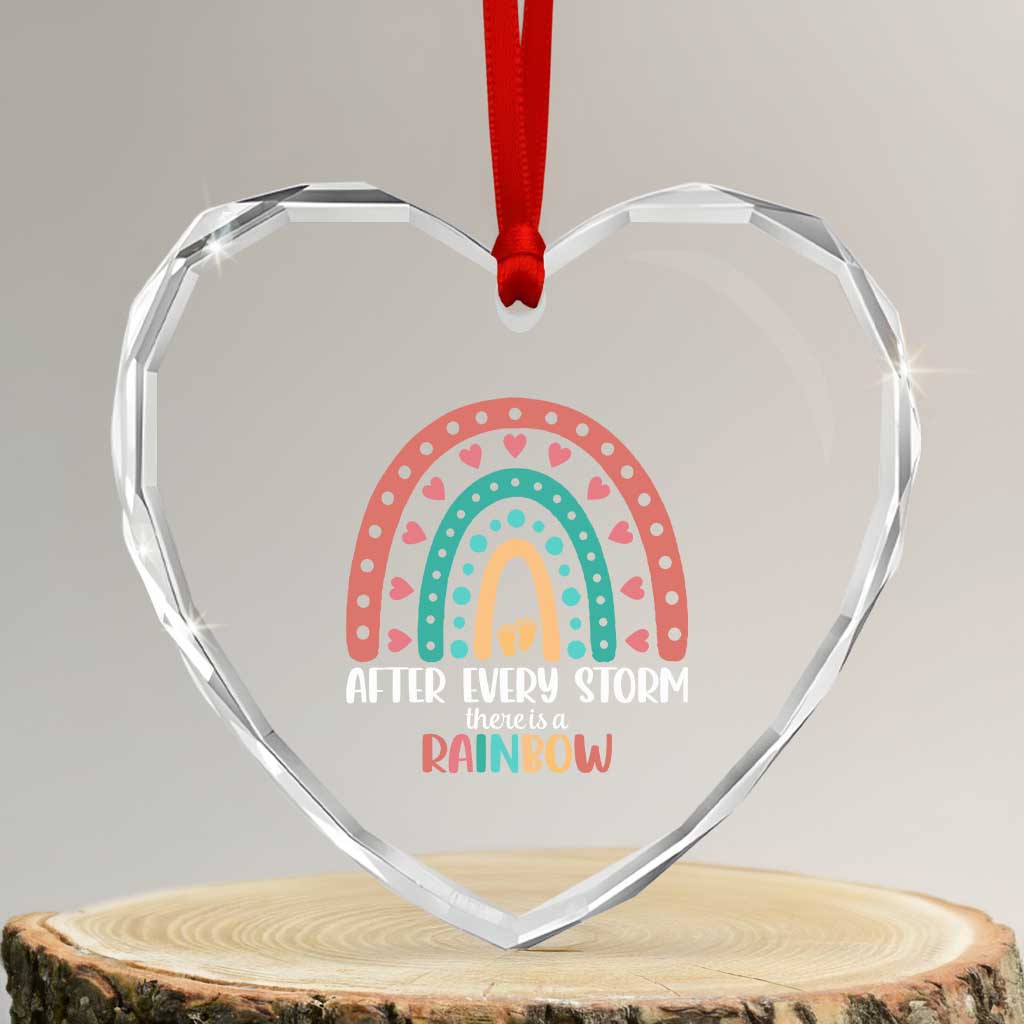 After Every Storm There Is A Rainbow Heart Crystal Glass Ornament Pregnancy Announcement
