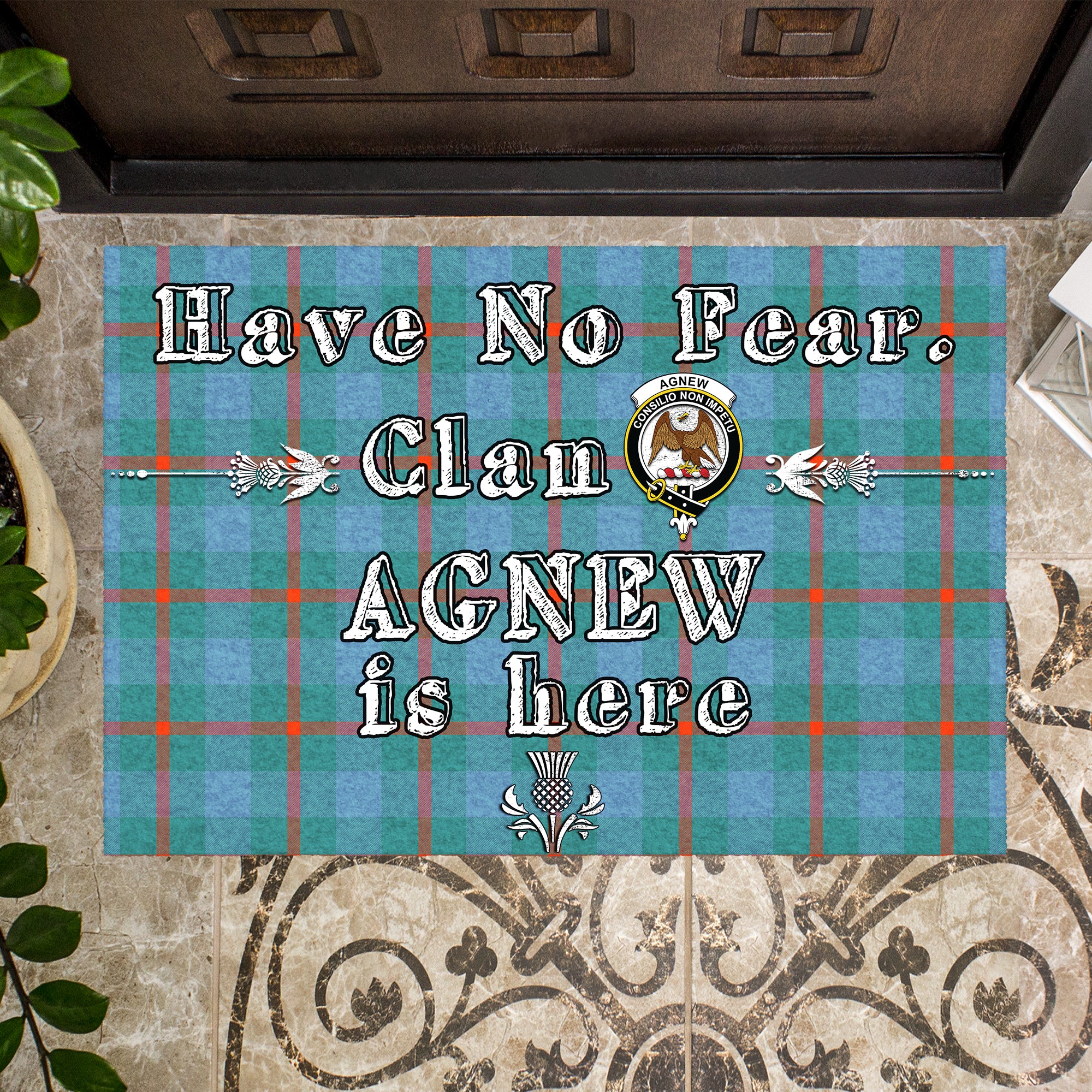agnew-ancient-clan-tartan-door-mat-family-crest-have-no-fear-tartan-door-mat