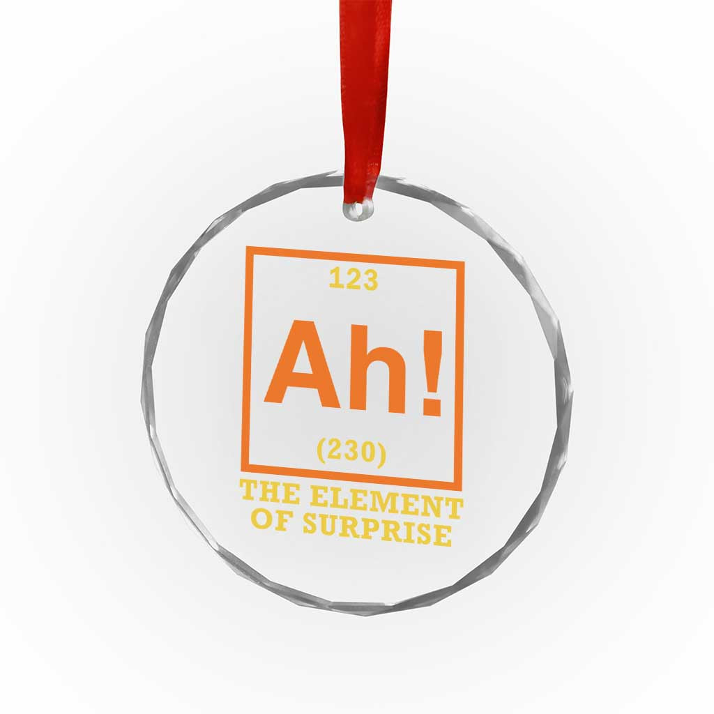 Ah The Element Of Surprise Crystal Glass Ornament Chemistry Science Humor Retro Periodic Table