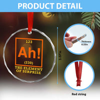 Ah The Element Of Surprise Crystal Glass Ornament Chemistry Science Humor Retro Periodic Table