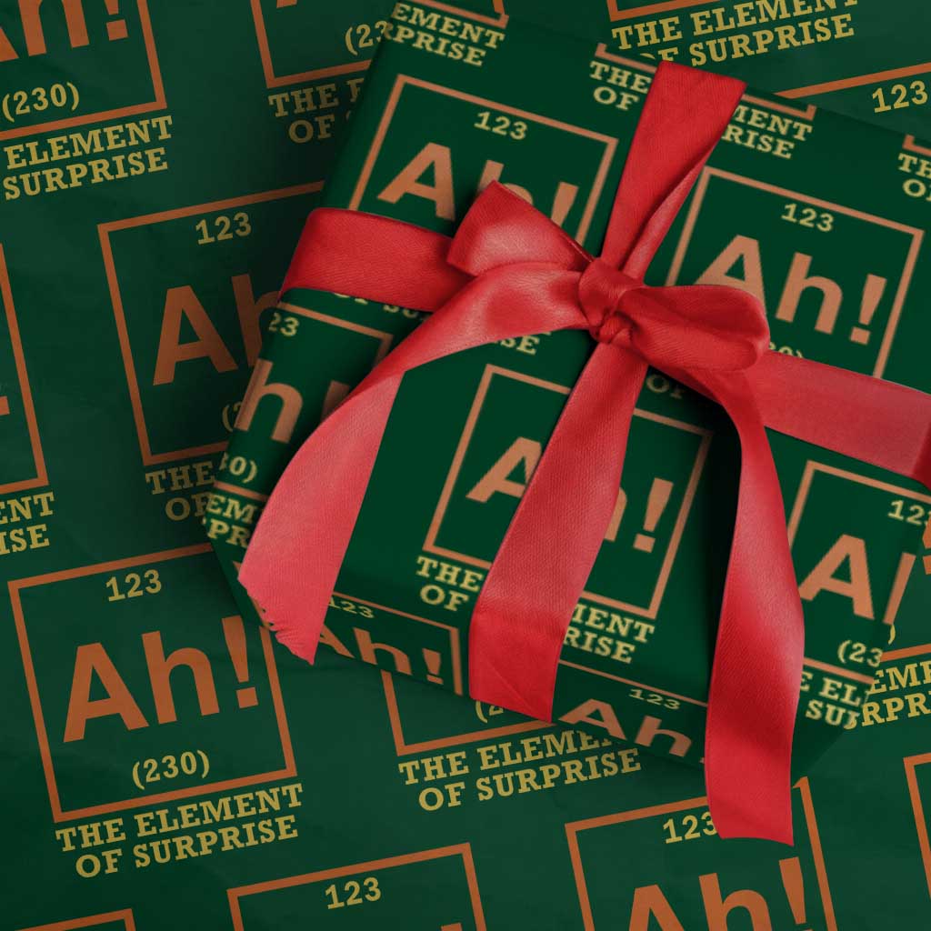 Ah The Element Of Surprise Wrapping Paper Roll Chemistry Science Humor Retro Periodic Table