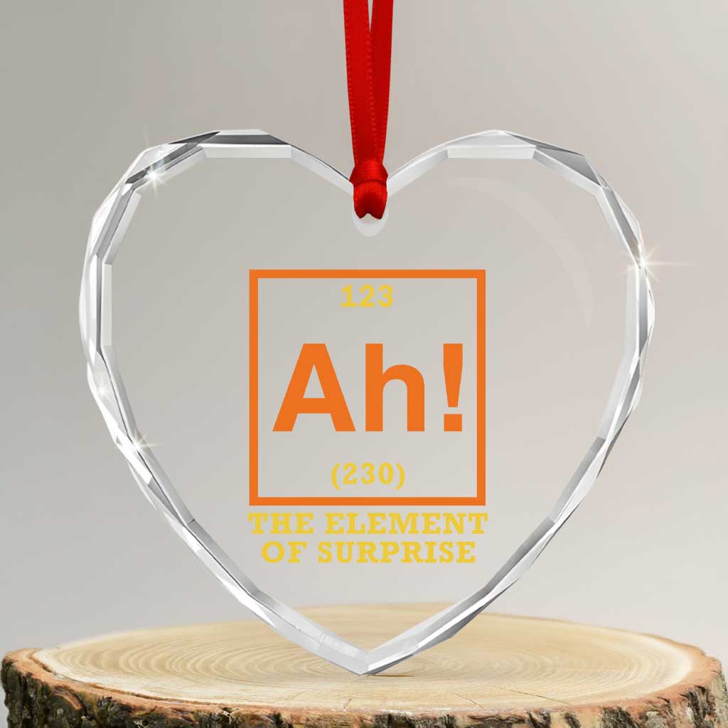 Ah The Element Of Surprise Heart Crystal Glass Ornament Chemistry Science Humor Retro Periodic Table