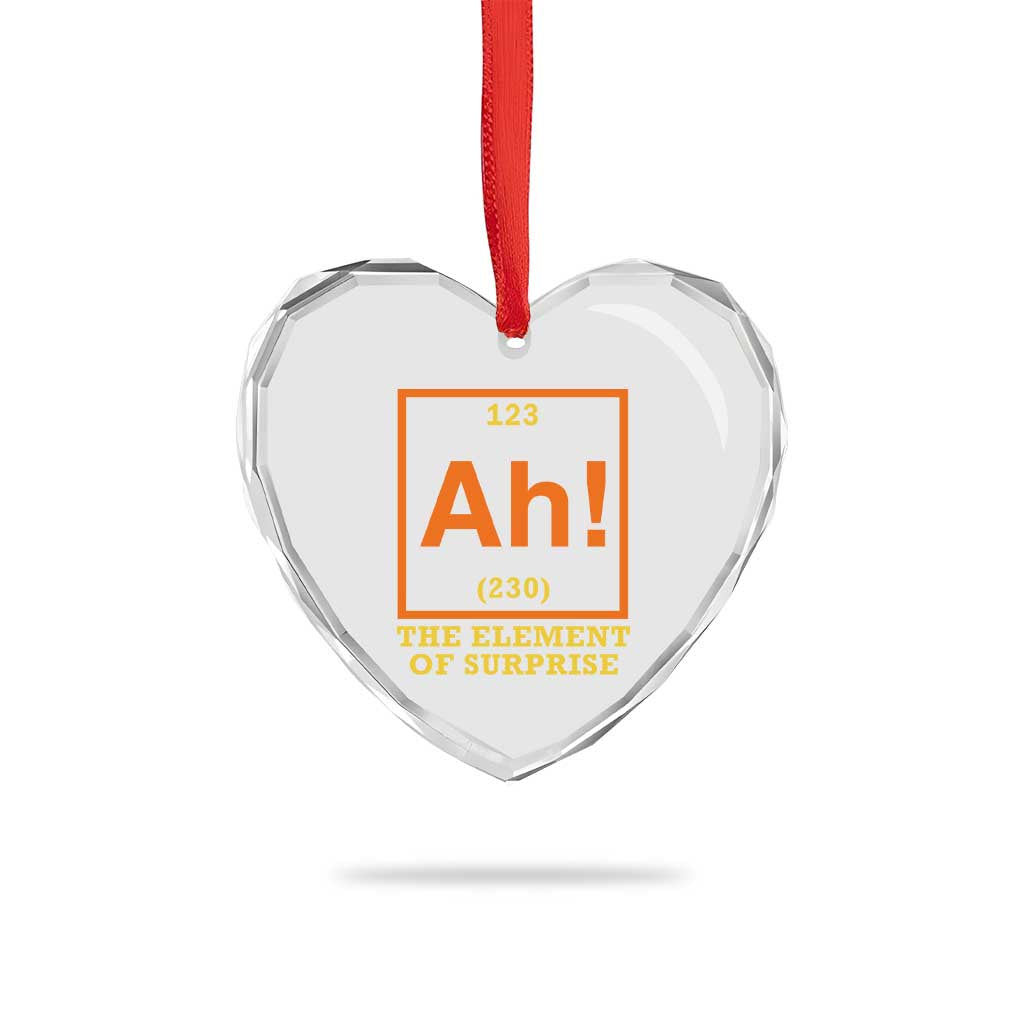 Ah The Element Of Surprise Heart Crystal Glass Ornament Chemistry Science Humor Retro Periodic Table