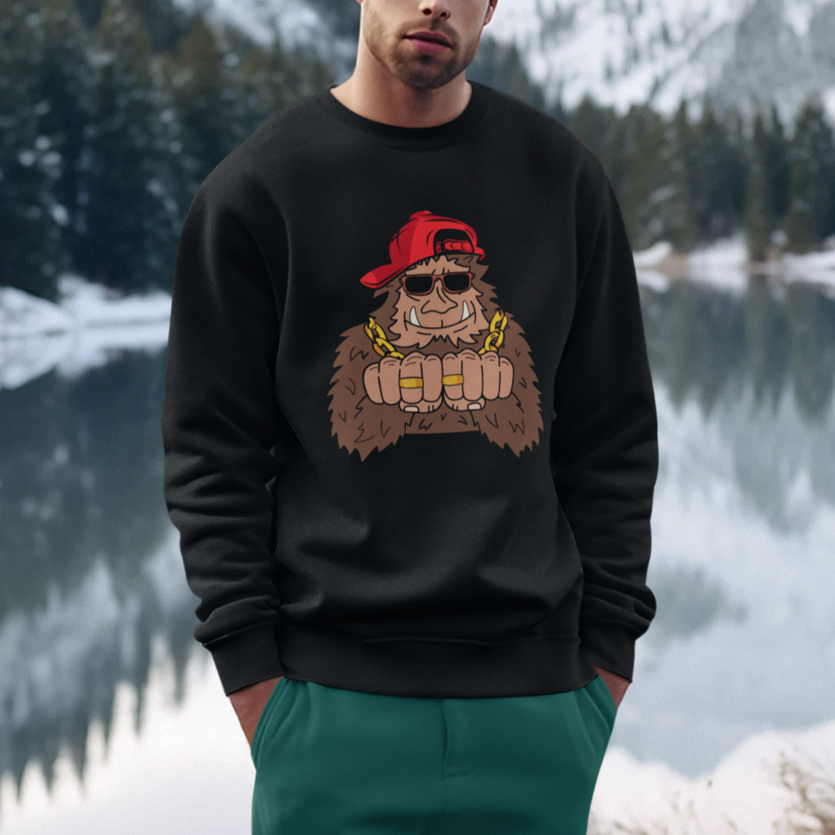 Funny Bigfoot Gangster Hip Hop Rock N Roll Sweatshirt - Wonder Print Shop