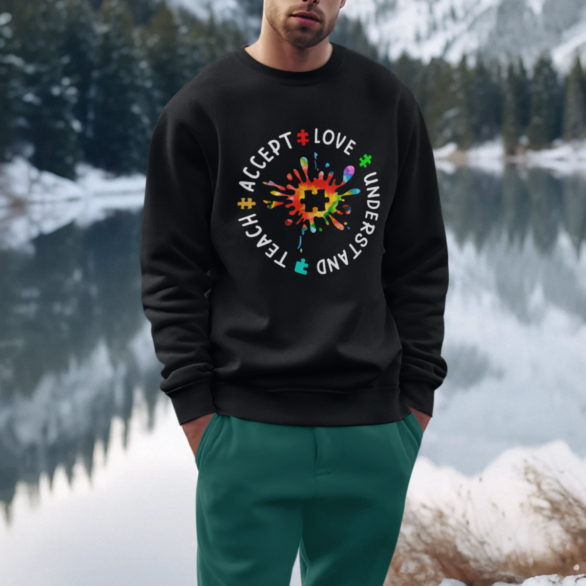 Autism Awareness Sweatshirt Special Teacher Teach Accept Understand Love - Wonder Print Shop