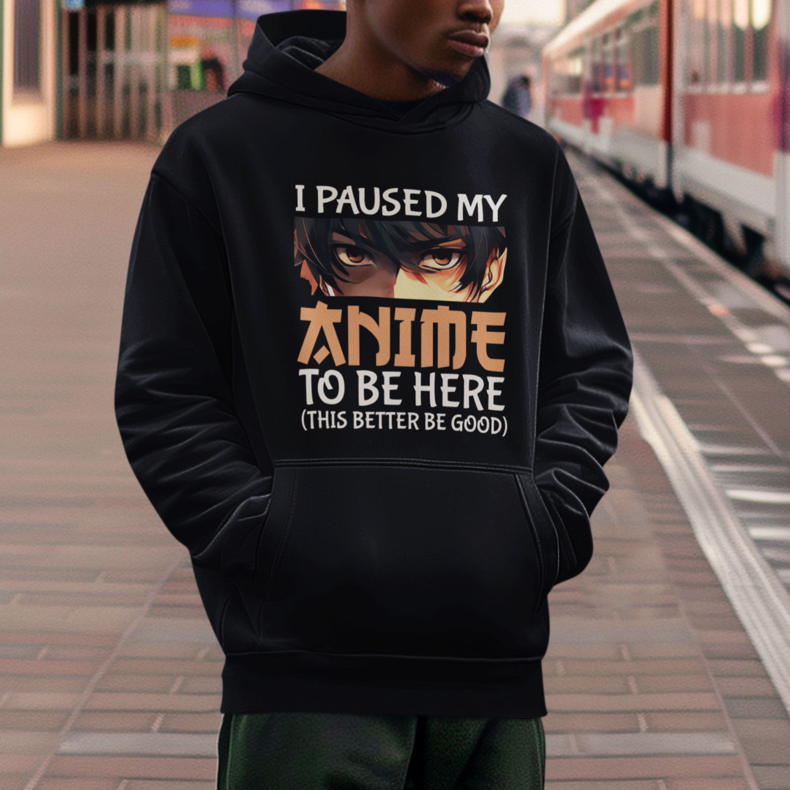 I Paused My Anime To Be Here Hoodie - Wonder Print Shop