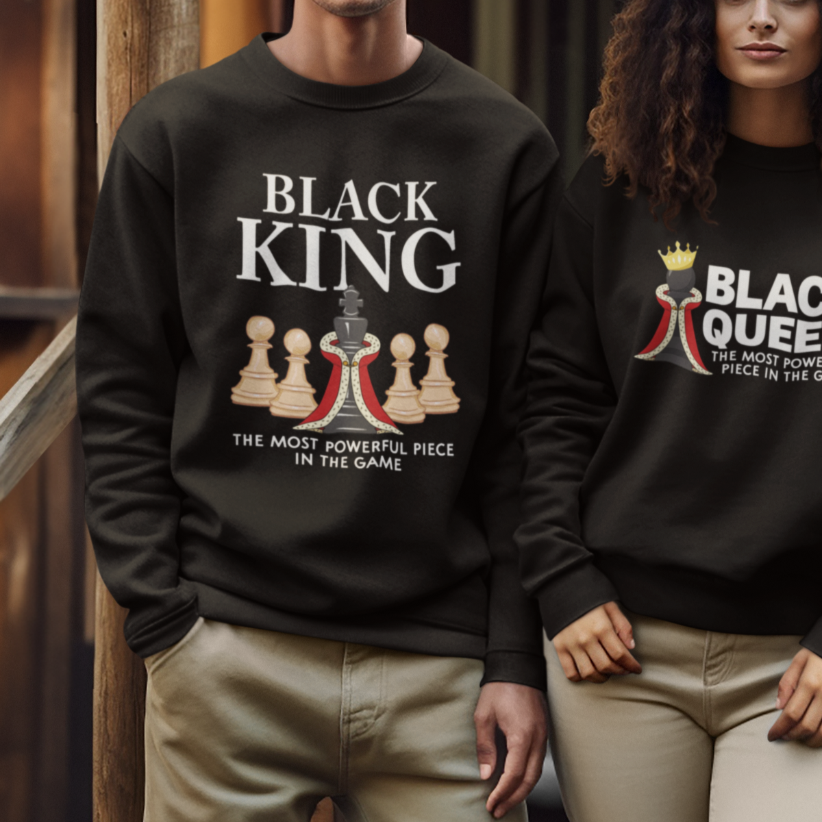 Black King The Most Powerful Piece In The Game Chess Sweatshirt - Wonder Print Shop