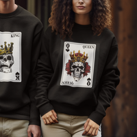 Poker Sweatshirt Couple Matching - 2/2 Card Queen Skull - Wonder Print Shop