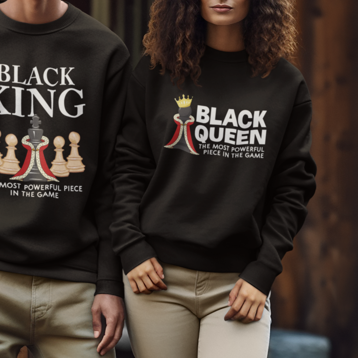 Black Queen The Most Powerful Piece In The Game Chess Sweatshirt - Wonder Print Shop