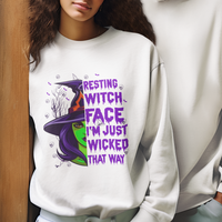 Halloween Witch Sweatshirt Resting Witch Face I'm Just Wicked That Way - Wonder Print Shop