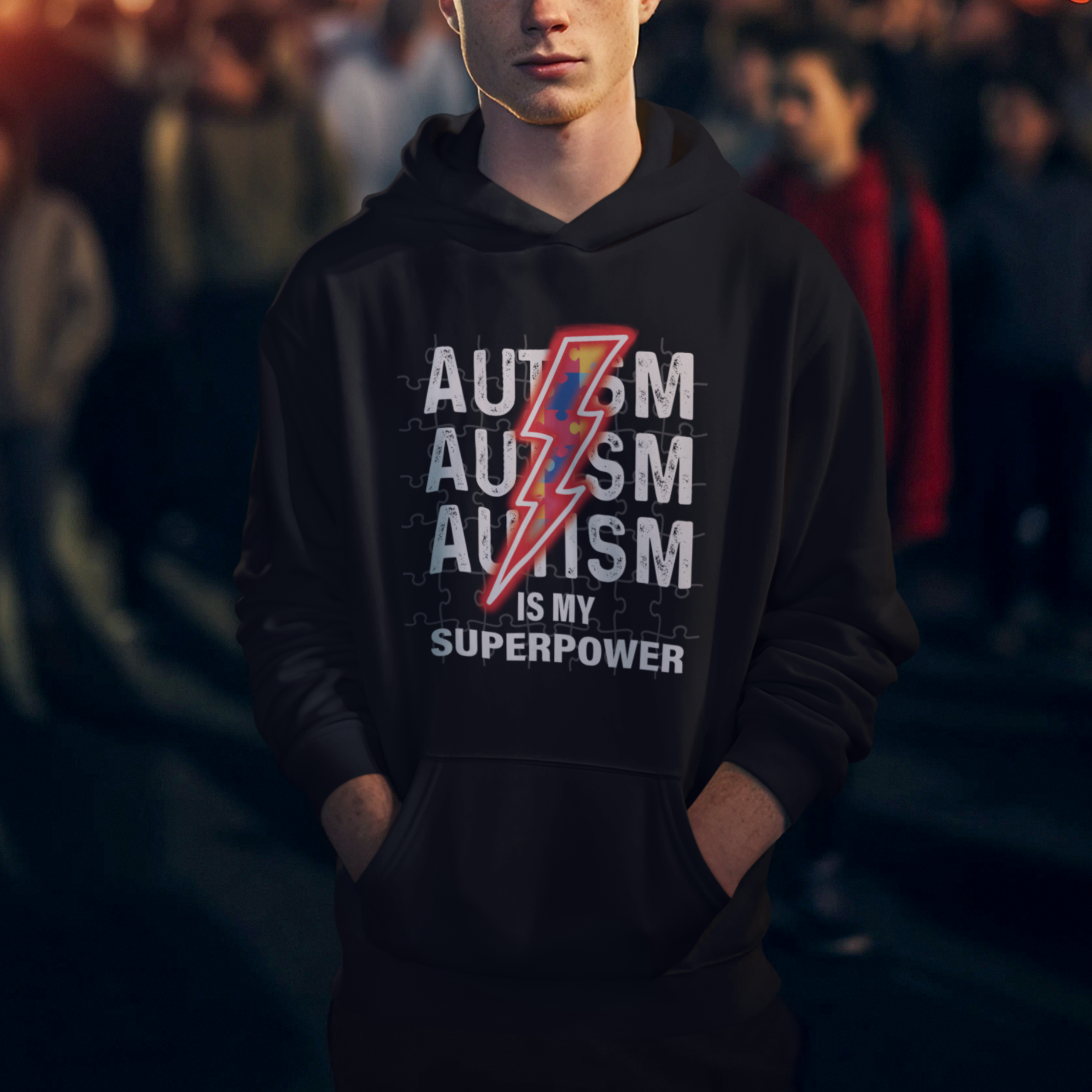 Autistic Hoodie Autism Is My Super Power Brain Superhero - Wonder Print Shop
