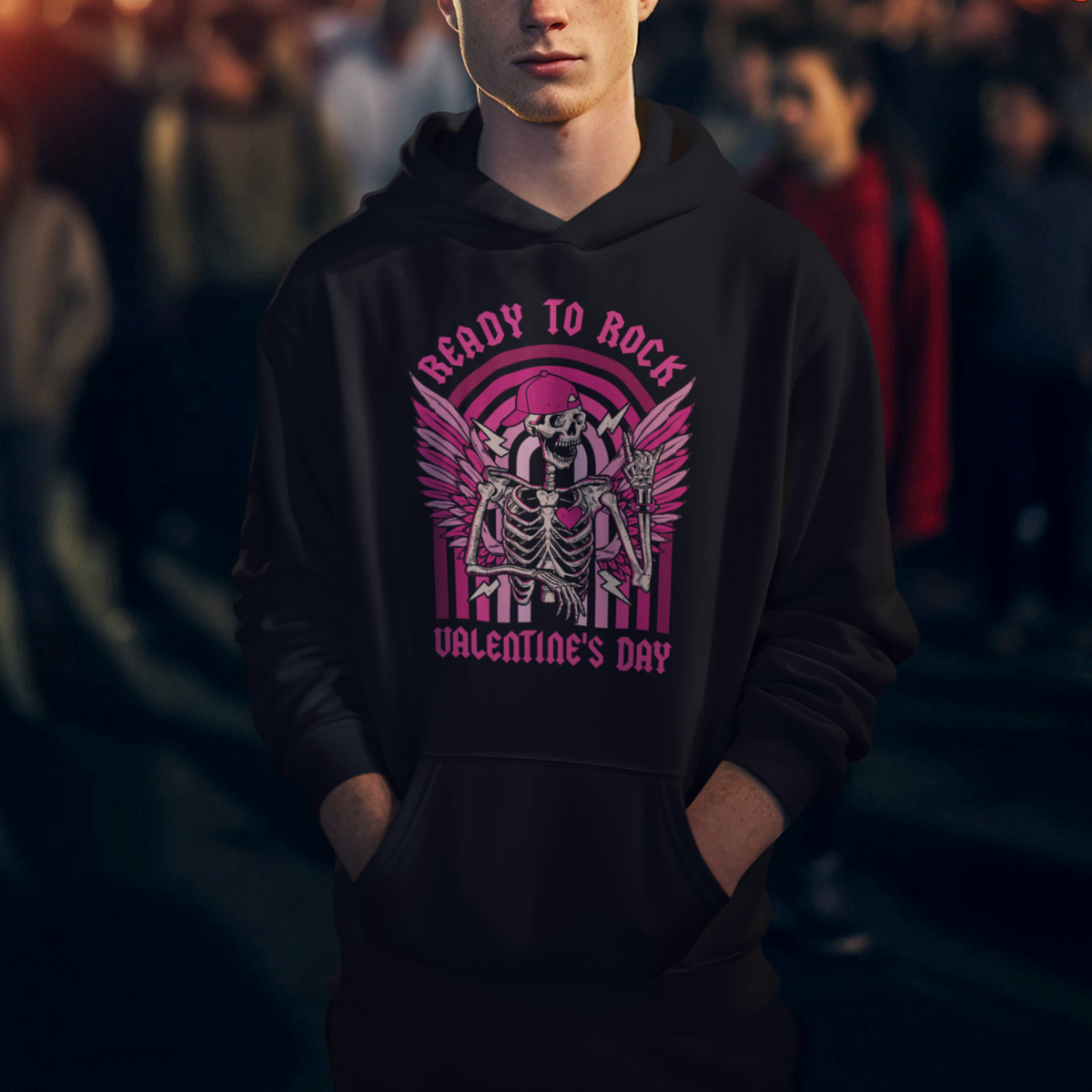 Skeleton Ready To Rock Valentine's Day Hoodie - Wonder Print Shop
