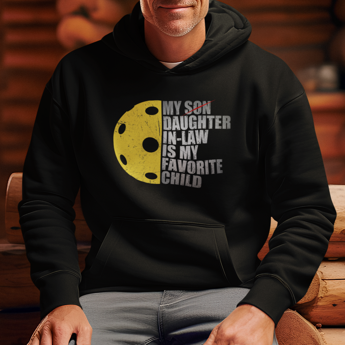 Funny Pickleball Hoodie Not My Son My Daughter In Law Is My Favorite Child - Wonder Print Shop