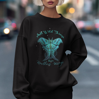 Moth Sweatshirt Boho Luna Moth Aesthetic All Wild Things Have Restless Wings Free Spirit Mystic Spiritual Moon Phases Nocturnal Actias Luna Shirt for Women, Moth T-shirt, Spirituality Shirt - Wonder Print Shop