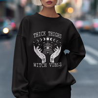 Thick Thighs Witch Vibes Celestial Witchcraft Moon Phases Sweatshirt - Wonder Print Shop
