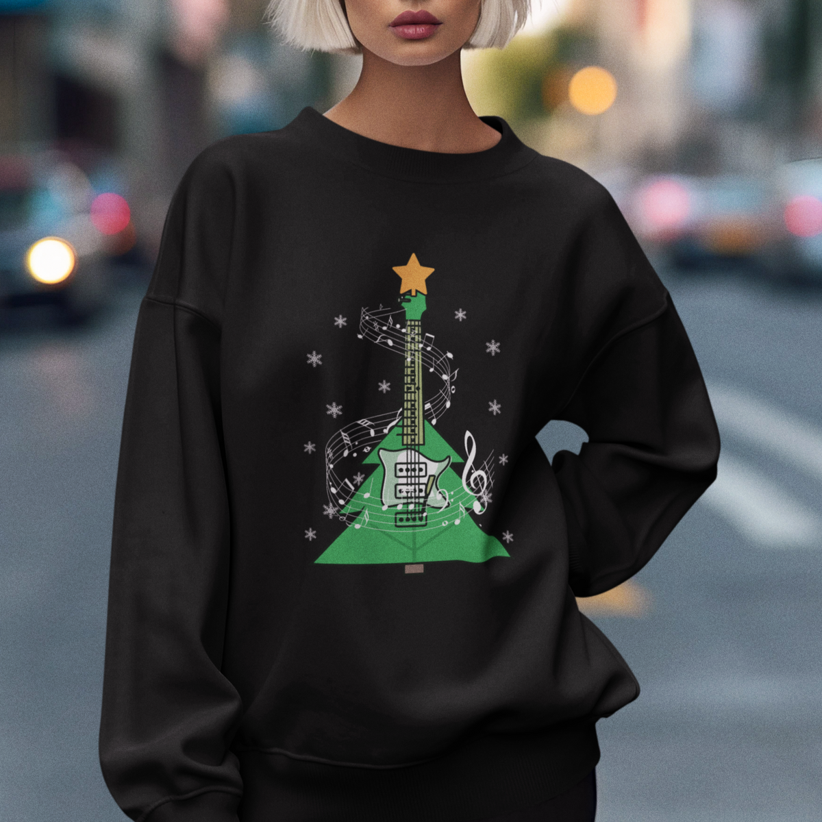 Rockin' Christmas Tree For Guitarist Music Lover Sweatshirt - Wonder Print Shop