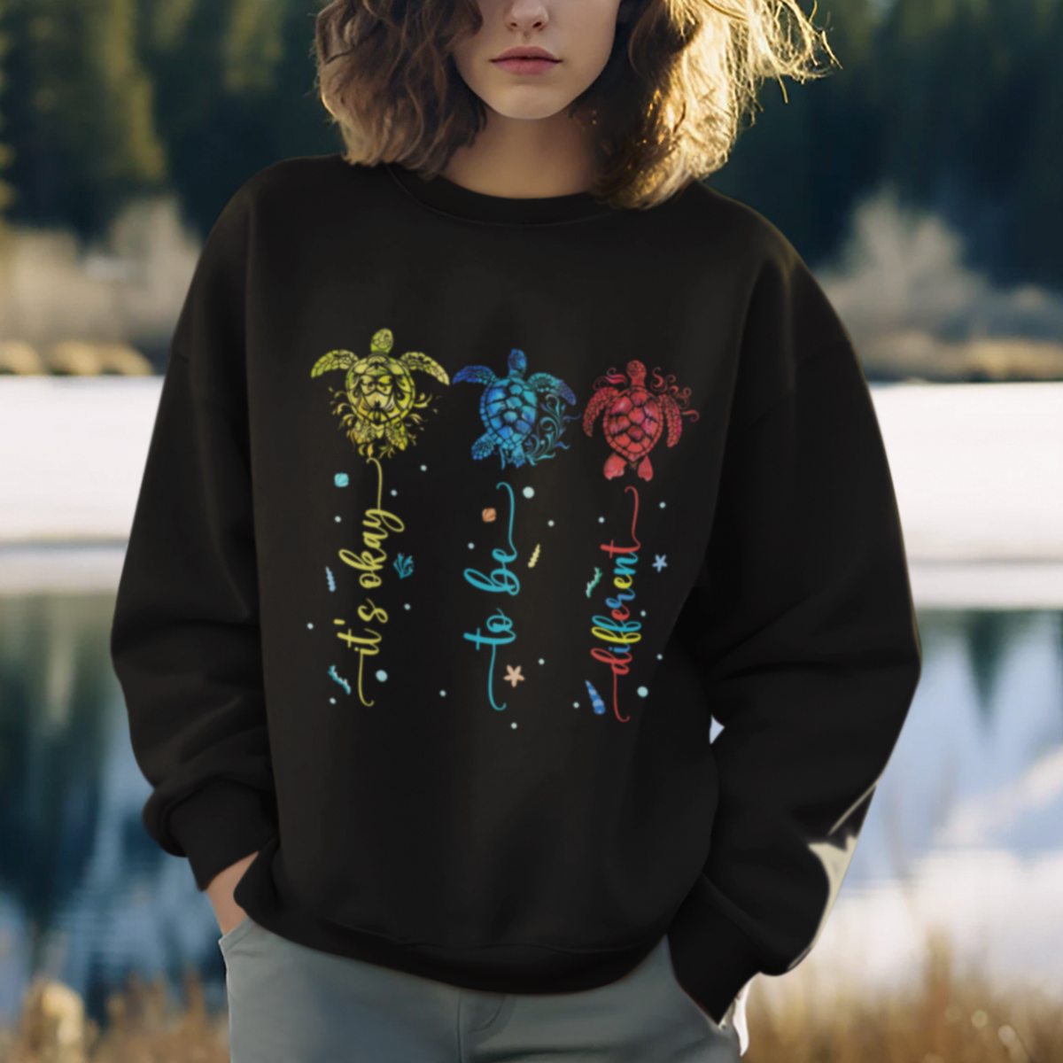 Autism Awareness Sweatshirt It's Ok To Be Different Sea Turtle - Wonder Print Shop