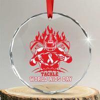 AIDS Awareness Crystal Glass Ornament Ribbon HIV Tackle Football Gift - Wonder Print Shop