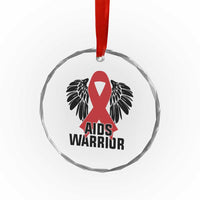 Aids Warrior Crystal Glass Ornament Red Ribbon HIV Awareness Gift - Wonder Print Shop
