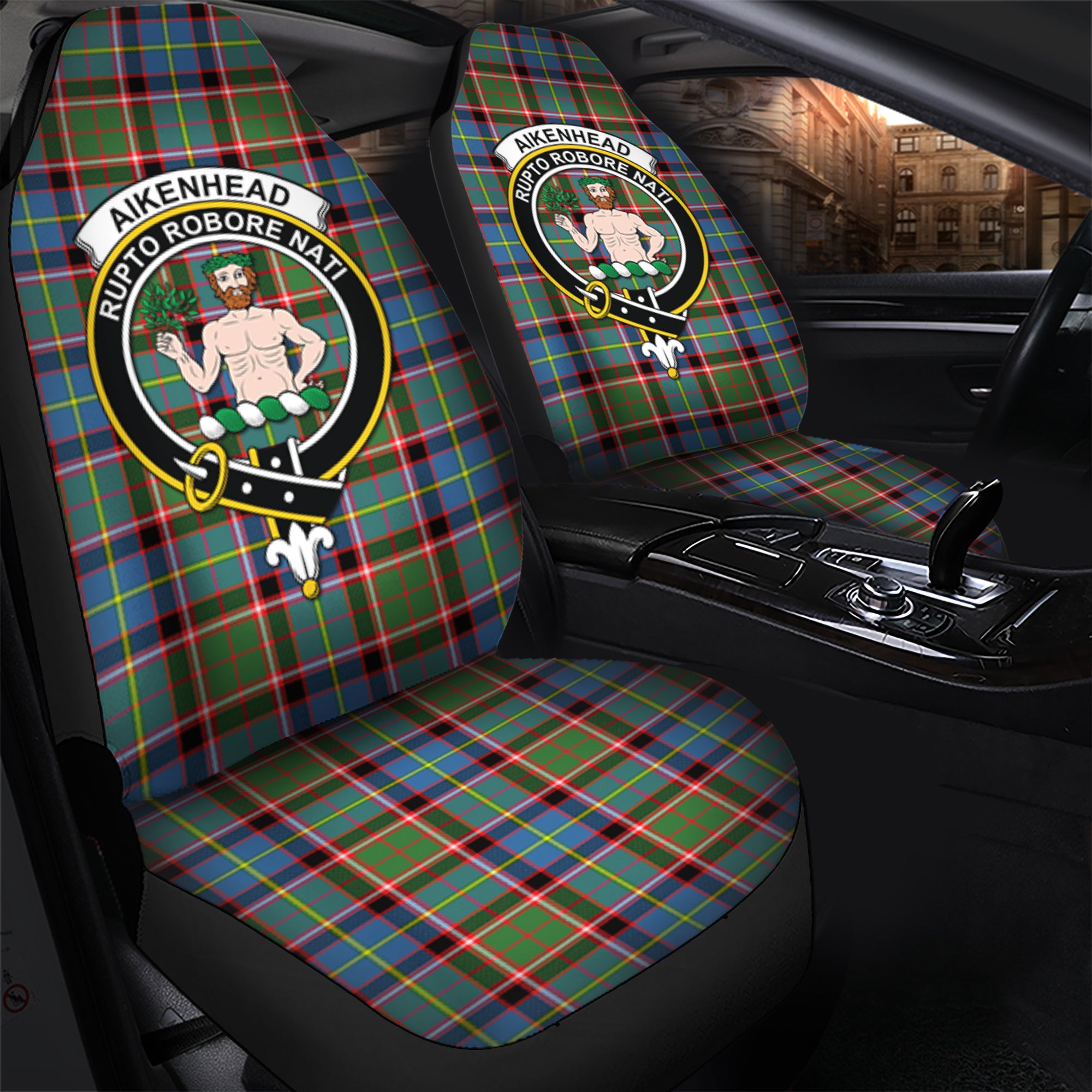 Aikenhead Clan Tartan Car Seat Cover, Family Crest Tartan Seat Cover TS23