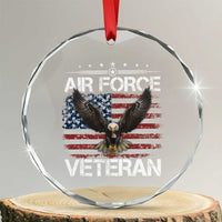 Air Force Veteran Crystal Glass Ornament Bald Eagle Vintage American Flag - Wonder Print Shop
