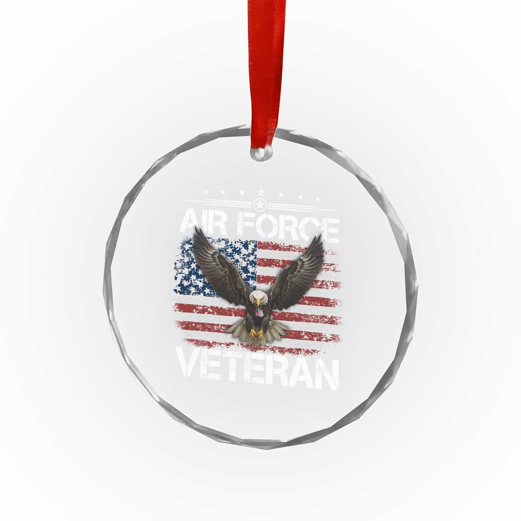 Air Force Veteran Crystal Glass Ornament Bald Eagle Vintage American Flag - Wonder Print Shop