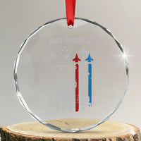 Air Force Veteran Crystal Glass Ornament Distressed American Flag Retired Dad Grandpa
